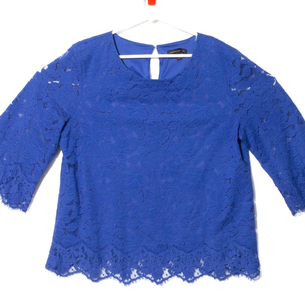 Banana Republic Lace Overlay Shirt Size XL w/ Mid  Length Sleeves